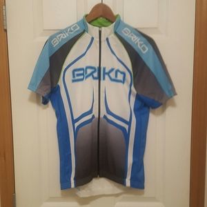 BRIKO JERSEY CYCLING FULL ZIPPER BLUE AND WHITE M